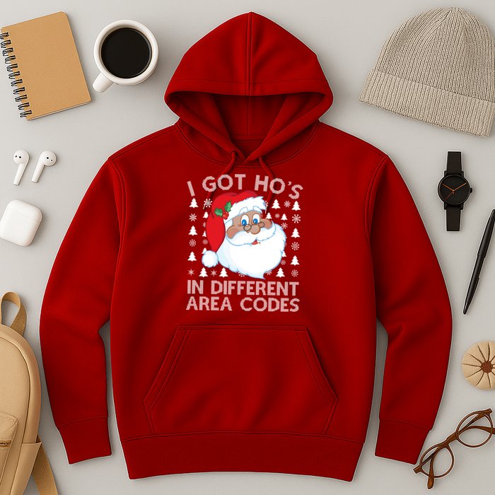 I Got Ho's In Different Aera Codes Santa Claus Ugly Christmas Hoodie