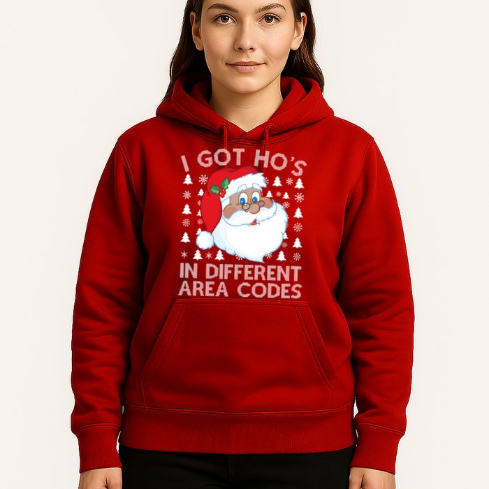 I Got Ho's In Different Aera Codes Santa Claus Ugly Christmas Hoodie