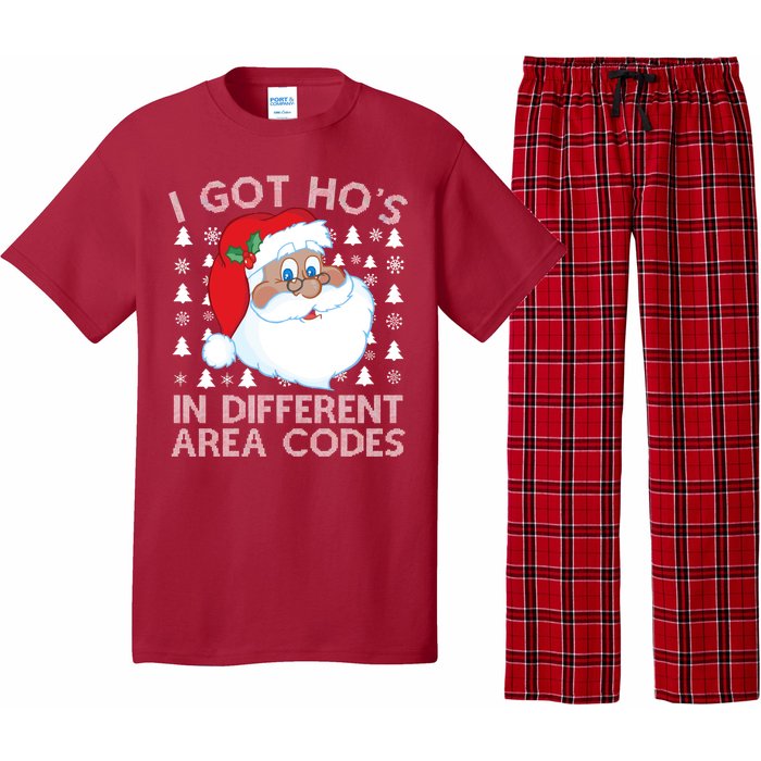 I Got Ho's In Different Aera Codes Santa Claus Ugly Christmas Pajama Set