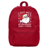 I Got Ho's In Different Aera Codes Santa Claus Ugly Christmas 16 in Basic Backpack