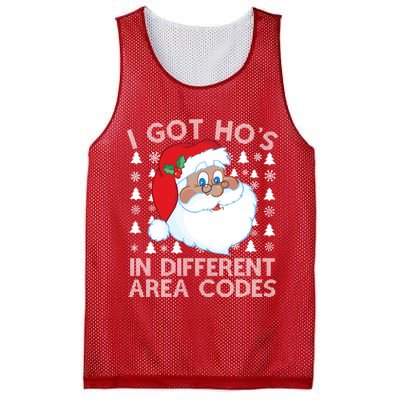 I Got Ho's In Different Aera Codes Santa Claus Ugly Christmas Mesh Reversible Basketball Jersey Tank