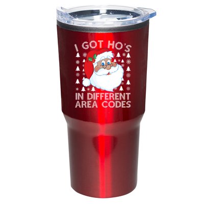 I Got Ho's In Different Aera Codes Santa Claus Ugly Christmas Tumbler