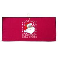 I Got Ho's In Different Aera Codes Santa Claus Ugly Christmas Large Microfiber Waffle Golf Towel