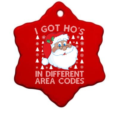 I Got Ho's In Different Aera Codes Santa Claus Ugly Christmas Ceramic Star Ornament