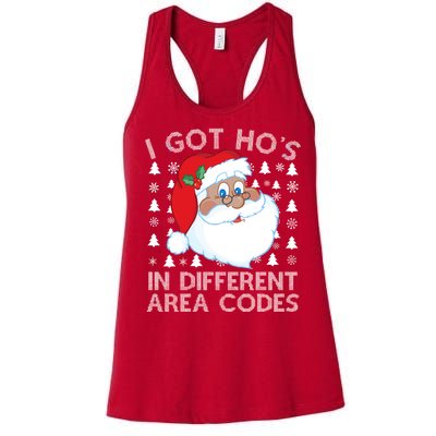 I Got Ho's In Different Aera Codes Santa Claus Ugly Christmas Women's Racerback Tank