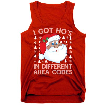 I Got Ho's In Different Aera Codes Santa Claus Ugly Christmas Tank Top