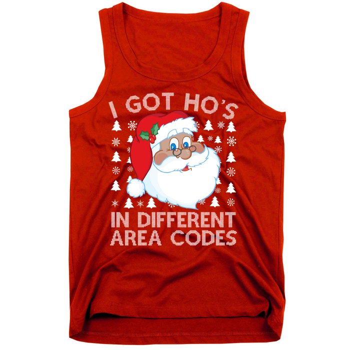 I Got Ho's In Different Aera Codes Santa Claus Ugly Christmas Tank Top