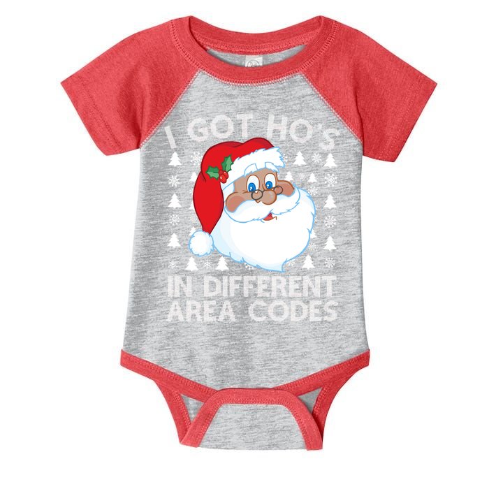 I Got Ho's In Different Aera Codes Santa Claus Ugly Christmas Infant Baby Jersey Bodysuit