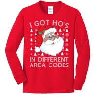 I Got Ho's In Different Aera Codes Santa Claus Ugly Christmas Kids Long Sleeve Shirt