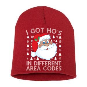 I Got Ho's In Different Aera Codes Santa Claus Ugly Christmas Short Acrylic Beanie