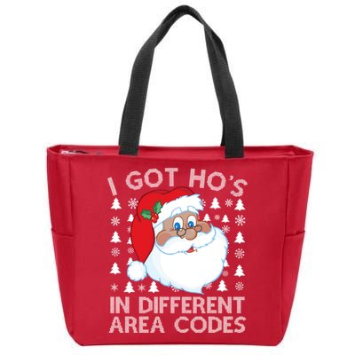 I Got Ho's In Different Aera Codes Santa Claus Ugly Christmas Zip Tote Bag
