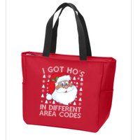 I Got Ho's In Different Aera Codes Santa Claus Ugly Christmas Zip Tote Bag