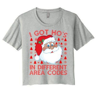 I Got Ho's In Different Aera Codes Santa Claus Ugly Christmas Women's Crop Top Tee