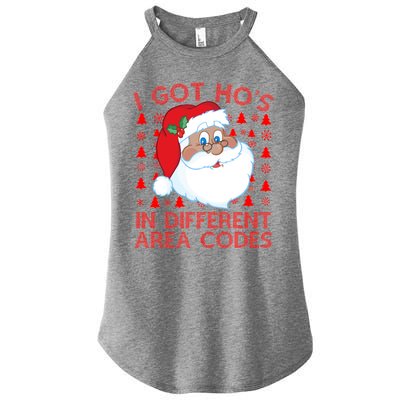 I Got Ho's In Different Aera Codes Santa Claus Ugly Christmas Women’s Perfect Tri Rocker Tank