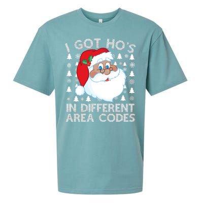 I Got Ho's In Different Aera Codes Santa Claus Ugly Christmas Sueded Cloud Jersey T-Shirt