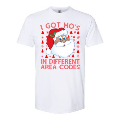 I Got Ho's In Different Aera Codes Santa Claus Ugly Christmas Softstyle CVC T-Shirt