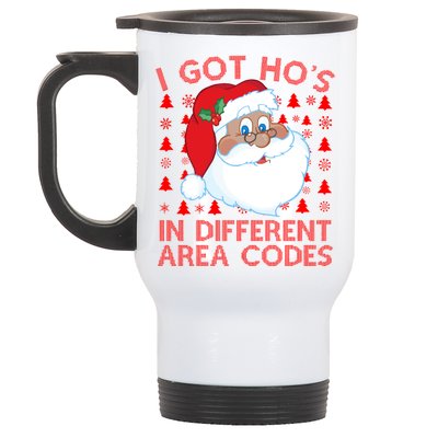 I Got Ho's In Different Aera Codes Santa Claus Ugly Christmas Stainless Steel Travel Mug