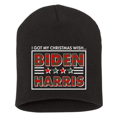 I Got My Christmas Wish Biden Harris Buffalo Plaid Short Acrylic Beanie