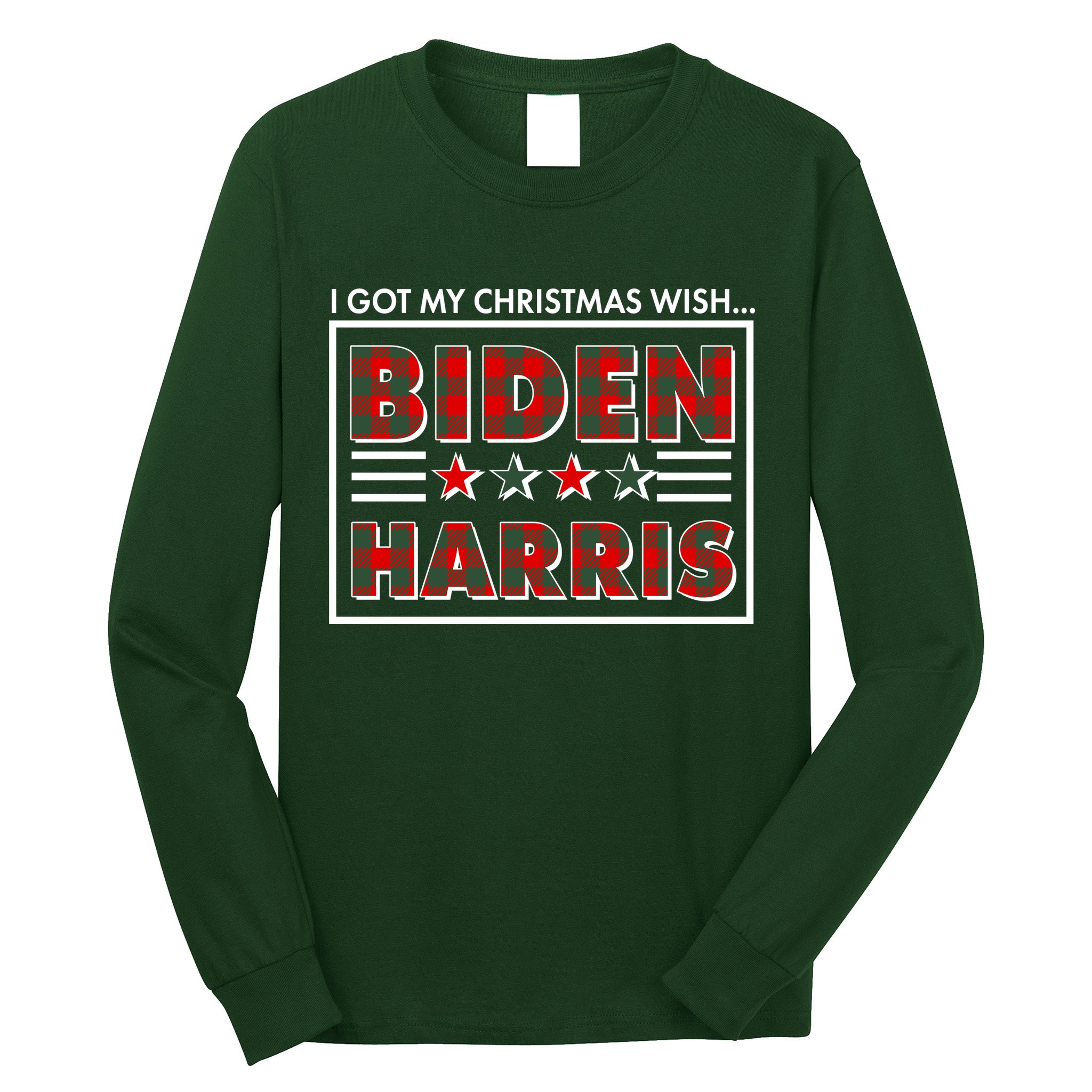 I Got My Christmas Wish Biden Harris Buffalo Plaid Long Sleeve Shirt