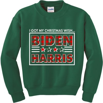 I Got My Christmas Wish Biden Harris Buffalo Plaid Kids Sweatshirt