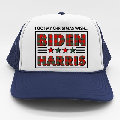 I Got My Christmas Wish Biden Harris Buffalo Plaid Trucker Hat