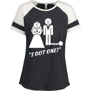 I Got One Just Married Enza Ladies Jersey Colorblock Tee