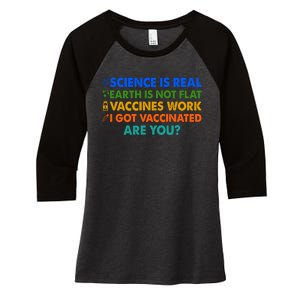 I Got Vaccinated Are You? Vaccine Shot Women's Tri-Blend 3/4-Sleeve Raglan Shirt