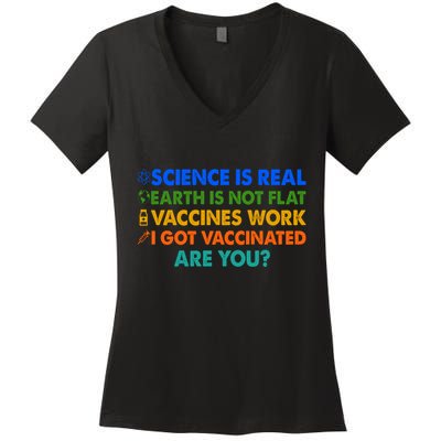 I Got Vaccinated Are You? Vaccine Shot Women's V-Neck T-Shirt