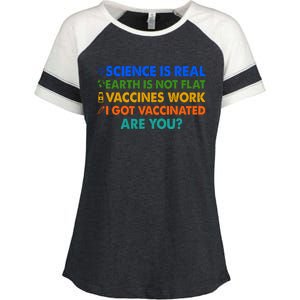 I Got Vaccinated Are You? Vaccine Shot Enza Ladies Jersey Colorblock Tee