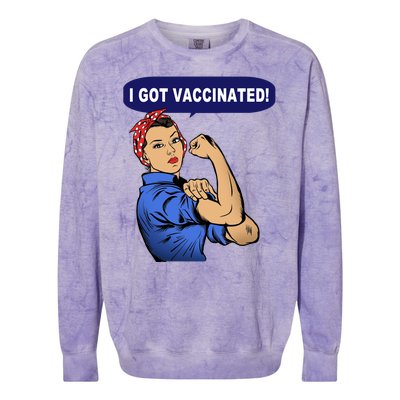 I Got Vaccinated We Can Do It Girl Colorblast Crewneck Sweatshirt