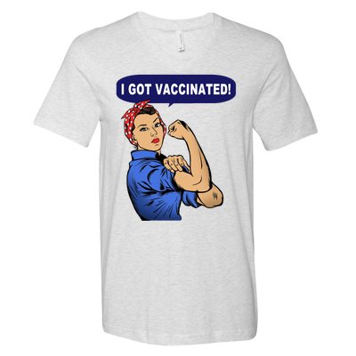 I Got Vaccinated We Can Do It Girl V-Neck T-Shirt