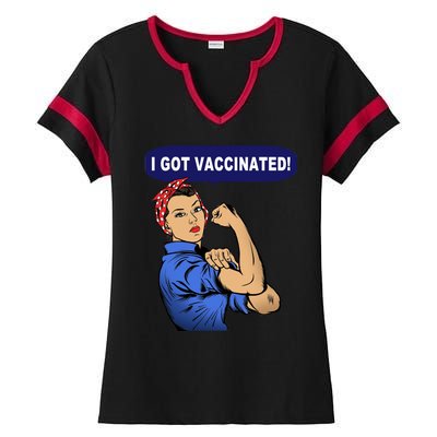 I Got Vaccinated We Can Do It Girl Ladies Halftime Notch Neck Tee