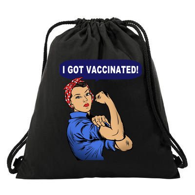 I Got Vaccinated We Can Do It Girl Drawstring Bag