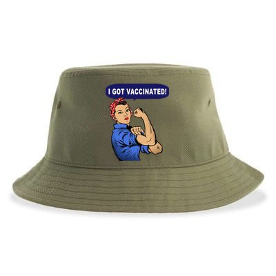 I Got Vaccinated We Can Do It Girl Sustainable Bucket Hat