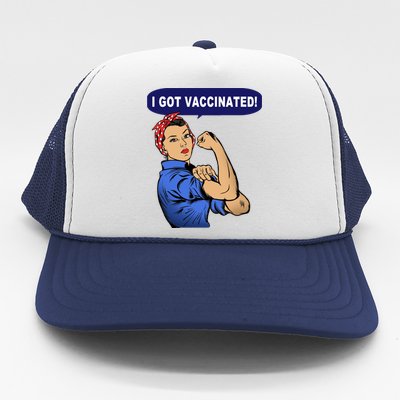 I Got Vaccinated We Can Do It Girl Trucker Hat