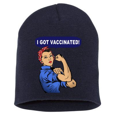 I Got Vaccinated We Can Do It Girl Short Acrylic Beanie