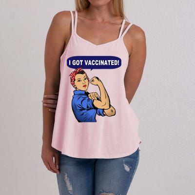 I Got Vaccinated We Can Do It Girl Women's Strappy Tank