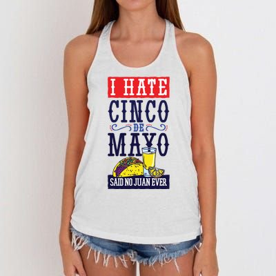 I Hate Cinco De Mayo Said No Juan Ever Women's Knotted Racerback Tank