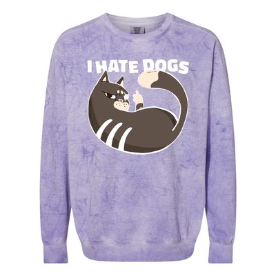 I Hate Dogs Cat Lover Funny Meme Colorblast Crewneck Sweatshirt