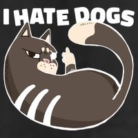 I Hate Dogs Cat Lover Funny Meme 7 Panel Mesh Trucker Snapback Hat