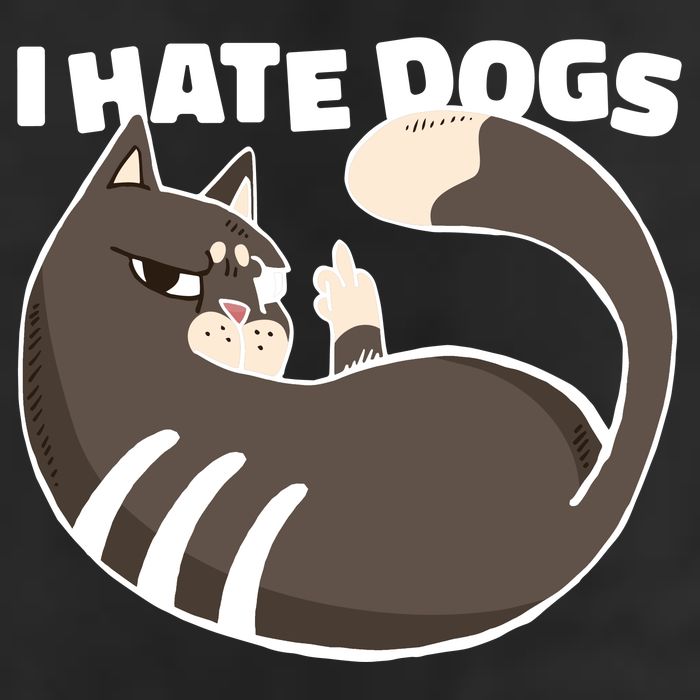 I Hate Dogs Cat Lover Funny Meme 7 Panel Mesh Trucker Snapback Hat