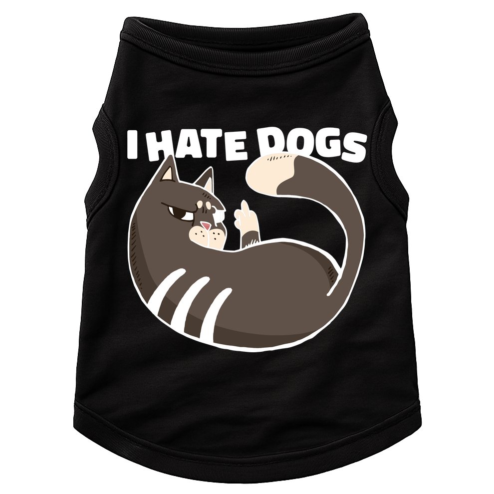 I Hate Dogs Cat Lover Funny Meme Doggie Tank