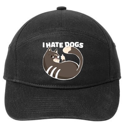 I Hate Dogs Cat Lover Funny Meme 7-Panel Snapback Hat