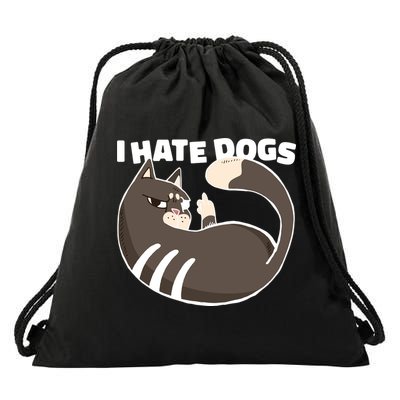 I Hate Dogs Cat Lover Funny Meme Drawstring Bag