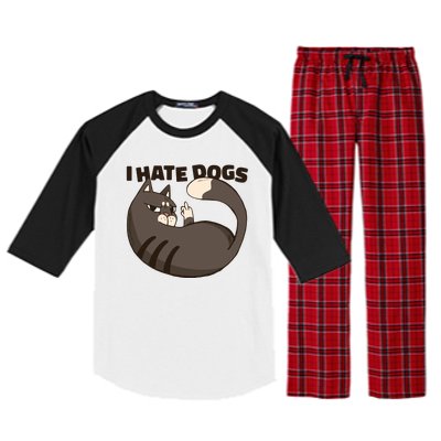 I Hate Dogs Cat Lover Funny Meme Raglan Sleeve Pajama Set