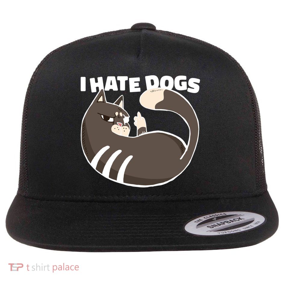 I Hate Dogs Cat Lover Funny Meme Flatbill Hat