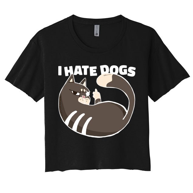 I Hate Dogs Cat Lover Funny Meme Crop Top