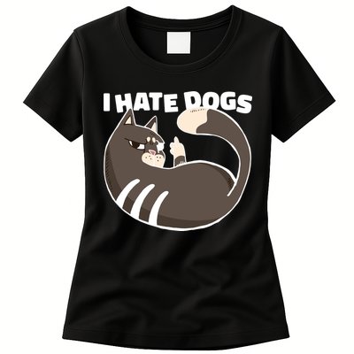 I Hate Dogs Cat Lover Funny Meme Womens T-Shirt