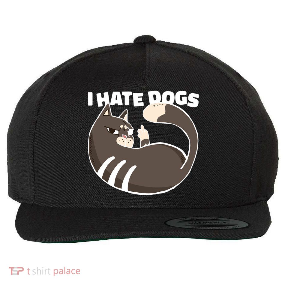 I Hate Dogs Cat Lover Funny Meme Wool Snapback Cap