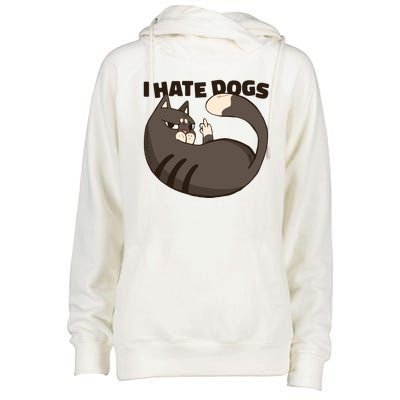 I Hate Dogs Cat Lover Funny Meme Womens Funnel Neck Pullover Hood